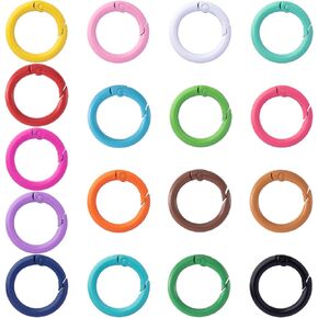 17pcs 25mm rounding spring o rings ، carabiner metal carabiner snap buckle clip trigger diy accessories for purs in Kuwait