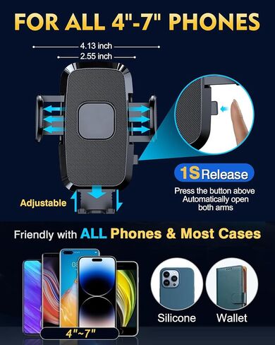 [حاملي هواتف البناء العسكرية لسيارتك ، 2025 جديدة للهاتف COR Cell Smartphone Mount Windshield Cup Cup Cup Cust Cradle for iPhone Samsung Android in Kuwait