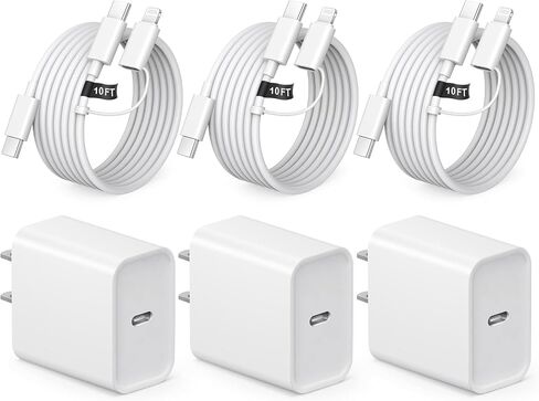 iPhone Charger iPhone 16 15 Fast Charging 20W USB C Charger Block Type C Chargers 3 Pack 10FT Cord for iPhone 16/16 Plus/16 Pro/16 Pro Max/15/15 Pro Max/14Pro Max/Samsung in Saudi Arabia