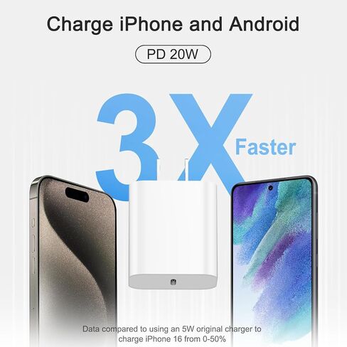 iPhone Charger iPhone 16 15 Fast Charging 20W USB C Charger Block Type C Chargers 3 Pack 10FT Cord for iPhone 16/16 Plus/16 Pro/16 Pro Max/15/15 Pro Max/14Pro Max/Samsung in Saudi Arabia
