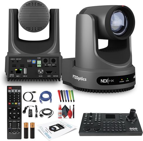 Ptzoptics تحرك 4K SDI/HDMI/USB/IP PTZ مع تكبير البصرية 30x (رمادي) (PT30X-4K-GY-G3) وحدة تحكم أعمدة الكاميرا + طقم تنظيف العدسات + كابل HDMI + كابل إيثرنت + روابط سلكية ملونة in Saudi Arabia