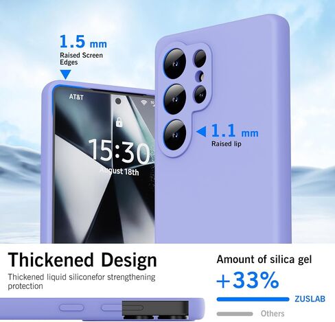Zuslab Silicone Case متوافق مع Samsung Galaxy S25 Ultra 6.9 بوصة ، غلاف هلام المطاط TPU يدعم الشحن اللاسلكي ، مضاد للصدمات مضاد للصدمات. in Kuwait
