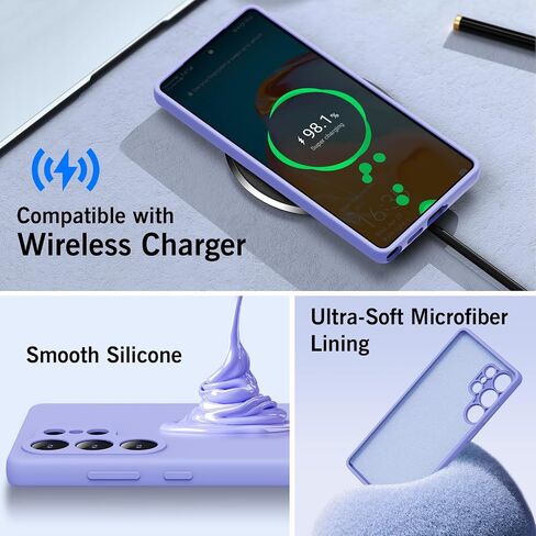 Zuslab Silicone Case متوافق مع Samsung Galaxy S25 Ultra 6.9 بوصة ، غلاف هلام المطاط TPU يدعم الشحن اللاسلكي ، مضاد للصدمات مضاد للصدمات. in Kuwait