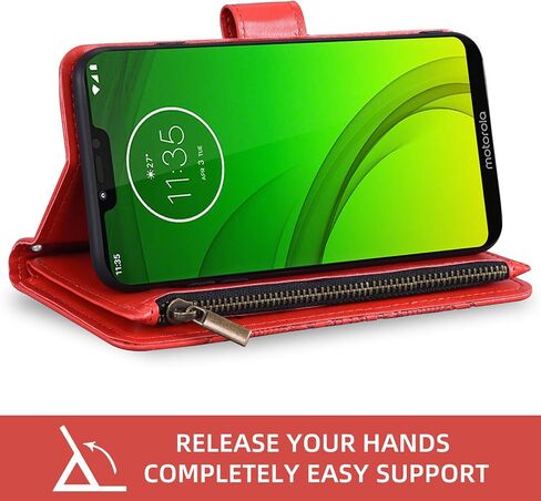 Asuwish Phone Case for Moto G7 Power/MotoG7 supra/moto7 Optimo Max Wallet Cover مع حامي الشاشة Lanyard Mandala Flower Zipper حامل Motorola Motog7power G 7g G7Power 7th Gen Red in Kuwait