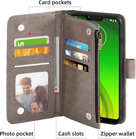 Asuwish Phone Case for Moto G7 Power/MotoG7 supra/moto7 Optimo Max Wallet Cover مع حامي الشاشة Lanyard Mandala Flower Zipper حامل Motorola Motog7power G 7g G7Power 7th Gen Red in Kuwait