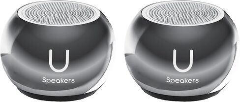 U Speakers Mini Bluetooth Computer Speaker 2-Pack Bundle with Matching Speaker, Built-in Mic & Selfie Remote Control, for Workspace, Desktop, Laptop, Mobile, Tablet, PC - Mirror Hematite in Kuwait