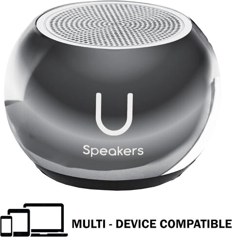 U Speakers Mini Bluetooth Computer Speaker 2-Pack Bundle with Matching Speaker, Built-in Mic & Selfie Remote Control, for Workspace, Desktop, Laptop, Mobile, Tablet, PC - Mirror Hematite in Kuwait