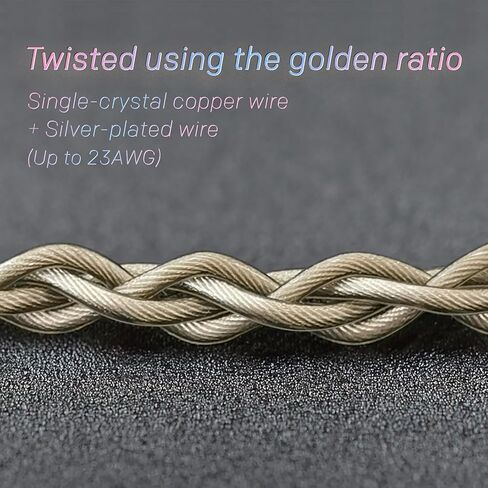 كابل صوت سماعة IEM الممتاز ، كابل ترقية مملوءة بالفضة الملتوية والفضية ، سلك التمديد HI-Fi مضفر 1.2M (2Pin-0.78 مم ، 4.4 مم) in Kuwait