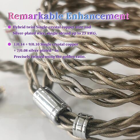 كابل صوت سماعة IEM الممتاز ، كابل ترقية مملوءة بالفضة الملتوية والفضية ، سلك التمديد HI-Fi مضفر 1.2M (2Pin-0.78 مم ، 4.4 مم) in Kuwait