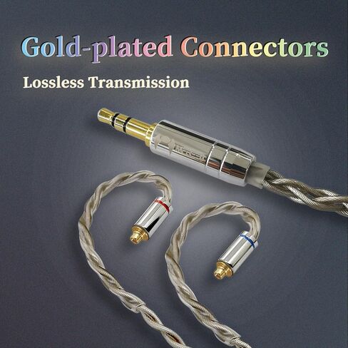 كابل صوت سماعة IEM الممتاز ، كابل ترقية مملوءة بالفضة الملتوية والفضية ، سلك التمديد HI-Fi مضفر 1.2M (2Pin-0.78 مم ، 4.4 مم) in Kuwait