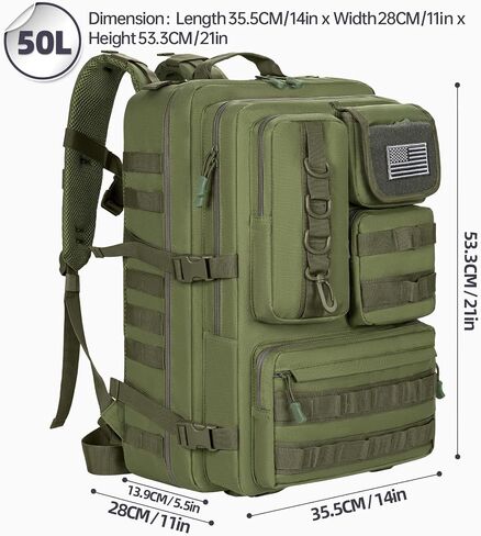 ANILD Tactical Backpack, 50L Army 4 Days Assault Pack Bag, Military Molle Backpack, Heavy Duty Rucksack Water Resistant in Saudi Arabia