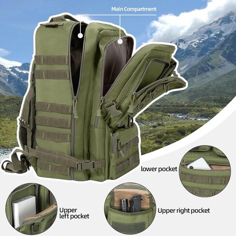 ANILD Tactical Backpack, 50L Army 4 Days Assault Pack Bag, Military Molle Backpack, Heavy Duty Rucksack Water Resistant in Saudi Arabia
