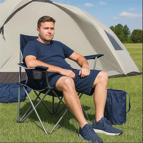 Heavy-Duty Camping Chair – Supports 400 lbs, Cup Holder & Side Pocket, Water-Resistant Portable Outdoor Seat in Saudi Arabia