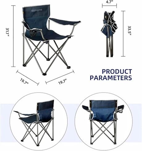 Heavy-Duty Camping Chair – Supports 400 lbs, Cup Holder & Side Pocket, Water-Resistant Portable Outdoor Seat in Saudi Arabia