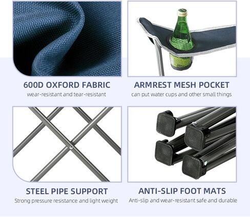 Heavy-Duty Camping Chair – Supports 400 lbs, Cup Holder & Side Pocket, Water-Resistant Portable Outdoor Seat in Saudi Arabia