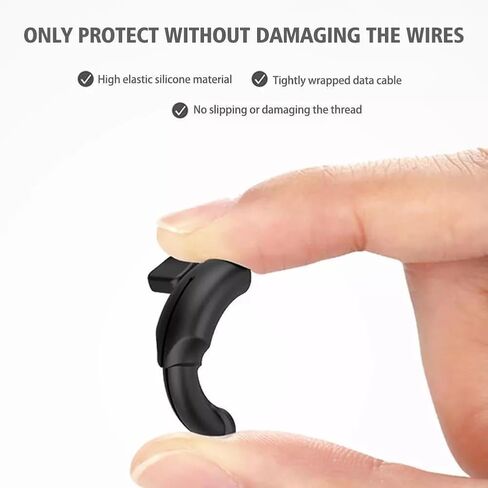 Charger Cable Protector 1 Sets (2Pcs) - Silicone Non-Slip Cord Savers, 3-in-1 Dustproof+Organizer+Protection, USB Wire Protector (Compatible with Dual USB-C, Black) in Saudi Arabia