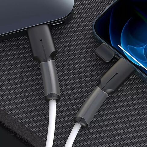 Charger Cable Protector 1 Sets (2Pcs) - Silicone Non-Slip Cord Savers, 3-in-1 Dustproof+Organizer+Protection, USB Wire Protector (Compatible with Dual USB-C, Black) in Saudi Arabia