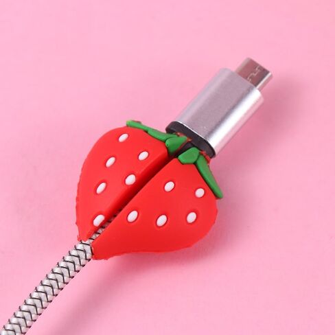 Homoyoyo 3Pcs USB Charger Protector Strawberry Data Cable Protection Case Phone Charger Protector for Cord Charge and Data Cute Red Fruit Design 3x3x1CM Cable Saver Protection Prevents Fraying Damage in Saudi Arabia