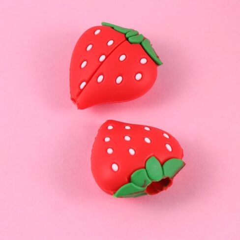 Homoyoyo 3Pcs USB Charger Protector Strawberry Data Cable Protection Case Phone Charger Protector for Cord Charge and Data Cute Red Fruit Design 3x3x1CM Cable Saver Protection Prevents Fraying Damage in Saudi Arabia