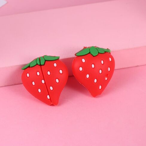 Homoyoyo 3Pcs USB Charger Protector Strawberry Data Cable Protection Case Phone Charger Protector for Cord Charge and Data Cute Red Fruit Design 3x3x1CM Cable Saver Protection Prevents Fraying Damage in Saudi Arabia