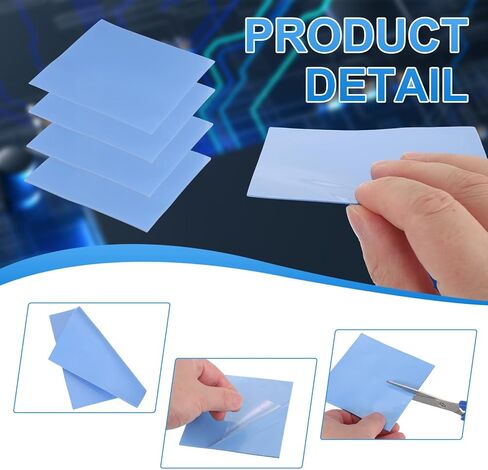 PATIKIL Thermal Pads 100x100mm，0.5mm+1mm+1.5mm+2mm, 4 Pack Silicone Cooling Thermal Pad for CPU GPU IC PCIe M.2 2280 SSD NVMe Heatsink, Blue in Saudi Arabia