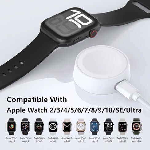 محول شاحن Magnetic USB-C لـ Apple Watch ، تم ترقية محطة Dock Cradle Cradle Cradle Portable لسلسلة Iwatch Series 10 9 8 7 6 Ultra2 SE 38/40/41/42/44/45/46/49mm (أبيض) in Kuwait