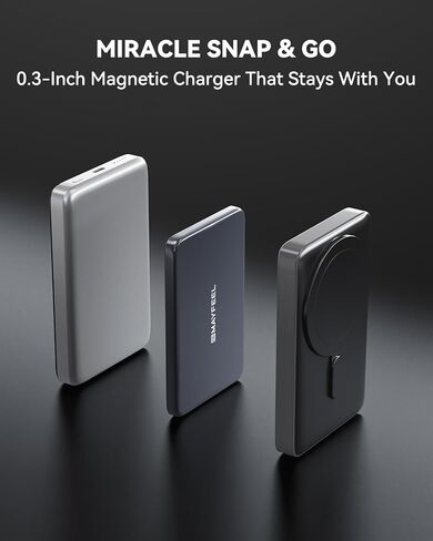 Mayfeel 0.3''Ultra Slim Power Bank, 5,000mAh Wireless Portable Charger with USB-C Cable, Fast Charging Compatible with iPhone 16/15/14/13/12 in Saudi Arabia