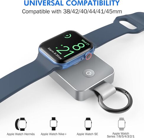 I.Valux 2000mah Cheychain Cheychain Charger for Apple Watch Series 10/9/8/7/6/5/2/3/2/1/se/ultra ، السفر اللاسلكي iWatch Charger USB C Cable Smart Mini Power Bank in Pocket in Saudi Arabia