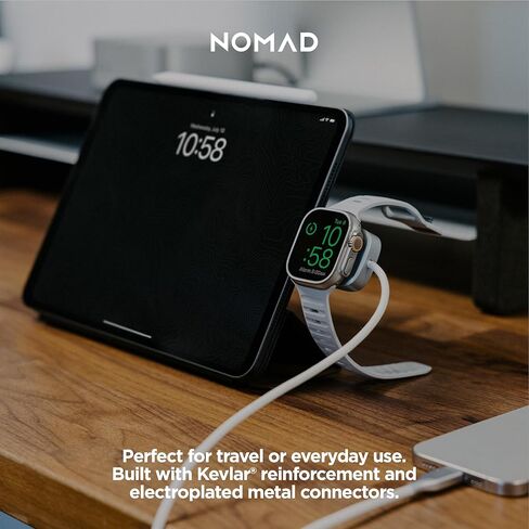 Nomad Apple Watch Charger USB C Cable 1.5m Carbide 2in1 ، كابل شحن USB C - 100W Fast Iwatch Charger USBC لـ Apple Watch و AirPods و iPhone ، كابلات الشحن العالمية C ، in Kuwait