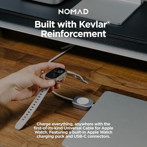 Nomad Apple Watch Charger USB C Cable 1.5m Carbide 2in1 ، كابل شحن USB C - 100W Fast Iwatch Charger USBC لـ Apple Watch و AirPods و iPhone ، كابلات الشحن العالمية C ، in Kuwait