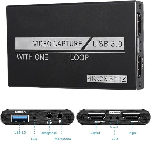 بطاقة التقاط فيديو Yunir ، 4K USB 3.0 مع حلقة واجهة الوسائط المتعددة HD وإدخال MIC لدفق 1080p 60 إطارًا في الثانية in Kuwait