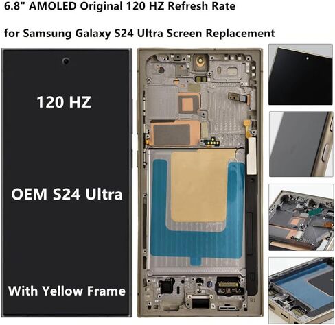 6.8 "الأصلي AMOLED 120 هرتز لـ Samsung Galaxy S24 Ultra Screen ReplaceMen OEM S24ultra 5G S928U S928U1 S928B S928E عرض مجموعة رقمية شاشة اللمس (مع إطار أسود +أدوات) in Kuwait