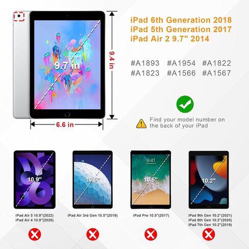 Fintie Case for iPad 6th / 5th Generation (2018 2017 Model, 9.7 Inch), iPad Air 2 (9.7 Inch), Fully-Body Rugged Heavy Duty Shockproof Protective Case with Built-in Kickstand for Kids, Purple in Saudi Arabia