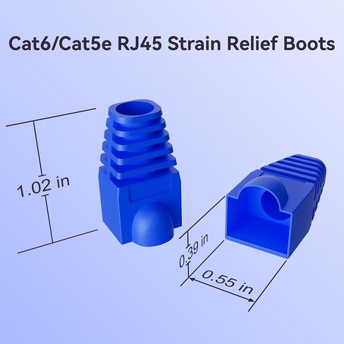 CableGeeker 100-Pack Cat6 / Cat5e RJ45 Strain Relief Boots, RJ45 Boot, Cat 6 Boot, Cat6 Ethernet Boots, Suitable for 6.5mm(0.26in) Ethernet Cables (Round-Press Blue) in Kuwait