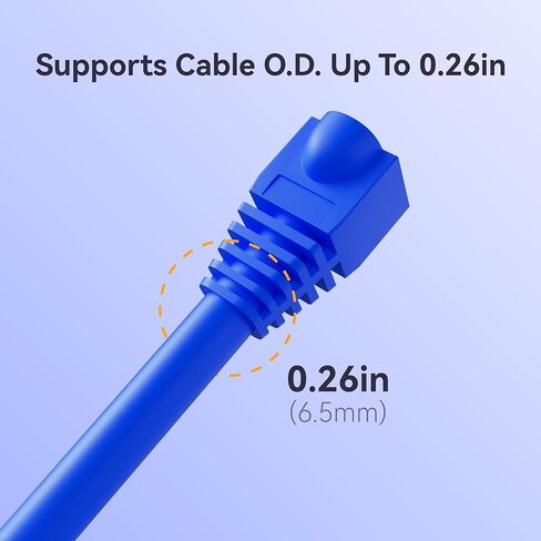 CableGeeker 100-Pack Cat6 / Cat5e RJ45 Strain Relief Boots, RJ45 Boot, Cat 6 Boot, Cat6 Ethernet Boots, Suitable for 6.5mm(0.26in) Ethernet Cables (Round-Press Blue) in Kuwait
