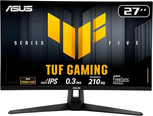 ASUS TUF Gaming 27" 1440P Monitor (VG27AQL5A) – QHD (2560 x 1440), 210Hz, 0.3ms, Fast IPS, Extreme Low Motion Blur Sync, Speakers, DisplayWidget Center, Gaming AI, Height Adjustment, 3 yr Warranty in Saudi Arabia