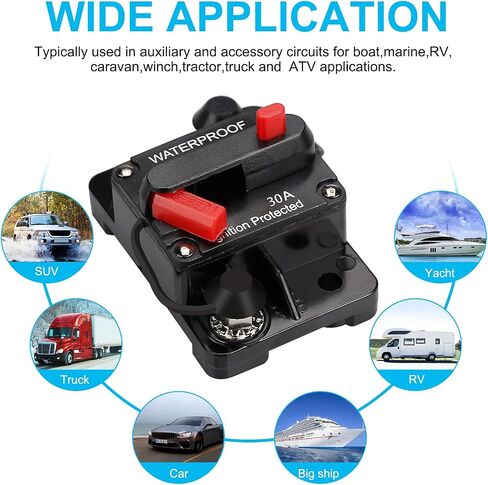 150 AMP FUSE Holders ، قاطع دائرة الصوت ، إعادة ضبط العاكس الصمامات ، حامل الصمامات 12V-48V DC ، استبدال الصمامات ، مع زر إعادة الضبط ، لنظام صوت القوارب البحرية للسيارات الحالية حماية الحمل الزائد الحالي in Kuwait
