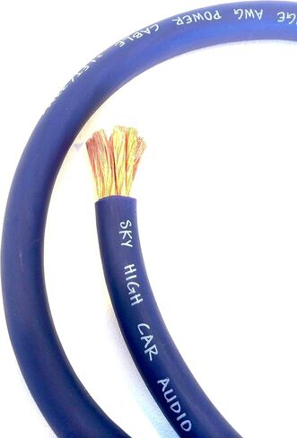 5 ft OFC 1/0 Gauge Oversized Blue Power Ground Wire Sky High Car Audio in Saudi Arabia