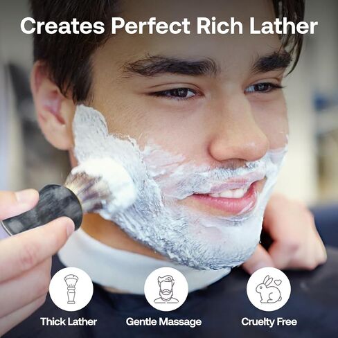 RUBAB MEN Shaving Brush for Men |Panther Edition| Super Soft Cruelty Free Bristles & Premium Ergonomic Handle For A Perfect Start To Your Day in Saudi Arabia