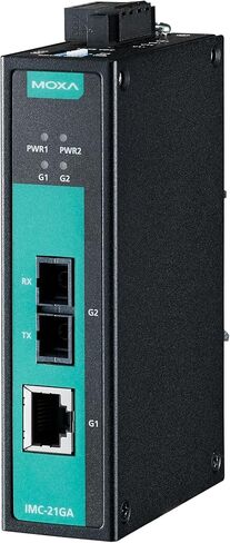 MOXA IMC-21GA-LX-SC Industrial Gigabit Ethernet-to-Fiber Media Converter, Single-Mode 10km, SC, -10 to 60°C, Industrial 10/100/1000BaseTX to 100/1000BaseSC Media Converter. in Saudi Arabia