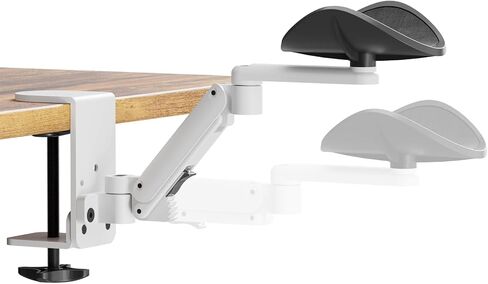 JOY worker Universal Clamp-on Adjustable Armrest, Ergonomic 360° Rotating Elbow Rest Pad for Desk, 6-Level Height Desk Arm Support for Thicker Desktop, Left/Right Hand, White in Kuwait