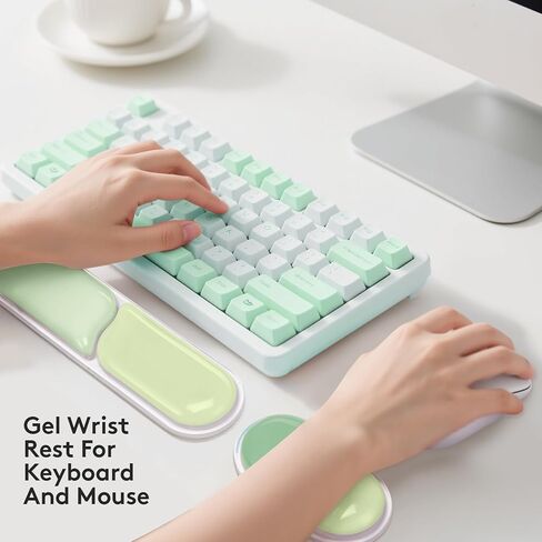 لوحة راحة معصم لوحة المفاتيح والفأر ، وسادة دعم معصم الهلام الناعمة مع قاعدة غير قابلة للانزلاق ، وترقية دعم راحة معصم مريح للألعاب المكتبية ، البرتقالي الأخضر الوردي in Kuwait