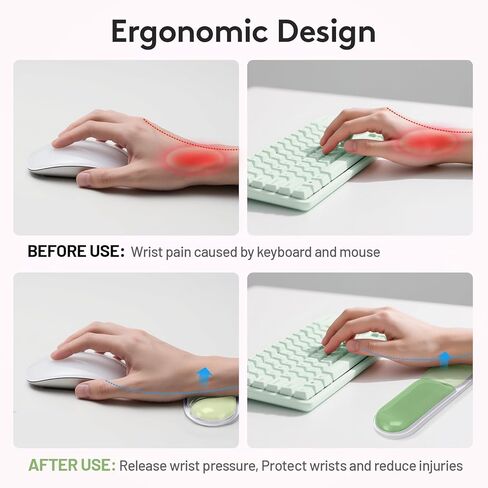 لوحة راحة معصم لوحة المفاتيح والفأر ، وسادة دعم معصم الهلام الناعمة مع قاعدة غير قابلة للانزلاق ، وترقية دعم راحة معصم مريح للألعاب المكتبية ، البرتقالي الأخضر الوردي in Kuwait