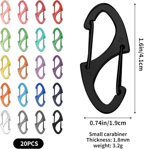 20pcs s carabiner clip small alloy snap hook anti carabiner clip hooks hooks mini-keychain mini carabiners for keys ، prespack backpack bass ring rem fres in Kuwait