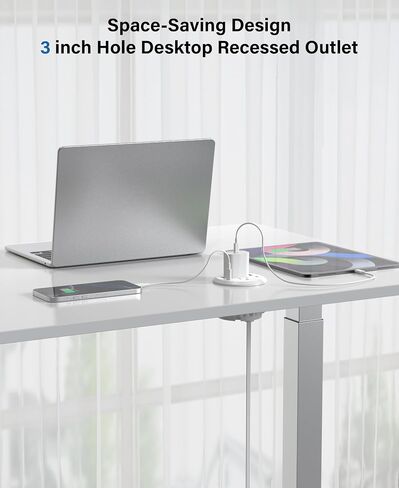 3 inch Desktop Power Grommet with PD 20W USB C,Furniture Recessed Power Strip,2 Outlets,4 USB Ports,40W Total,Flush-Mount for Desktop, Workspace Essential Desk Outlet (Black, 6 FT Cable) in Saudi Arabia