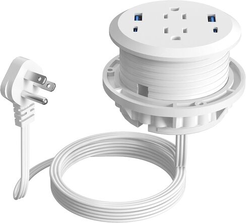 3 inch Desktop Power Grommet with PD 20W USB C,Furniture Recessed Power Strip,2 Outlets,4 USB Ports,40W Total,Flush-Mount for Desktop, Workspace Essential Desk Outlet (Black, 6 FT Cable) in Saudi Arabia