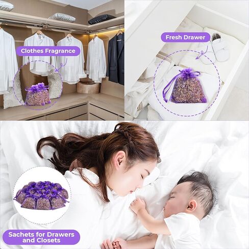 الأكياس، الأكياس المعطرة، الأكياس المعطرة باللافندر، أكياس الأكياس المعطرة من اللافندر، مجموعة هدايا أكياس العطر المنزلي، كيس اللافندر، أكياس براعم اللافندر الفرنسية المجففة للأدراج والخزائن (8 عبوات) in Kuwait