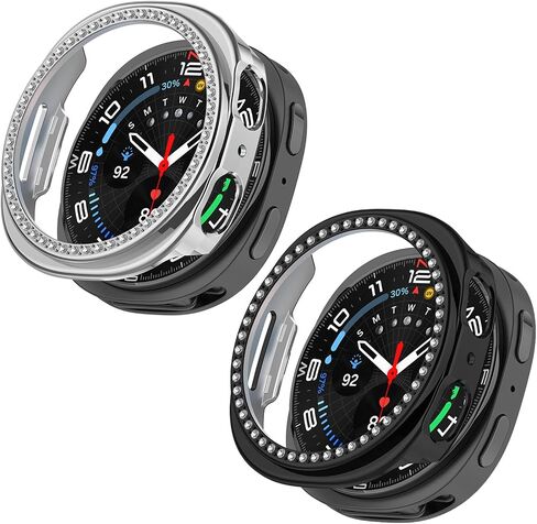 2 Packs for Galaxy Watch 8 Case 40mm, Bling Frame Protective Case Compatible for Samsung Galaxy Watch 8 (2 Packs, Rose Gold/Colorful) in Kuwait