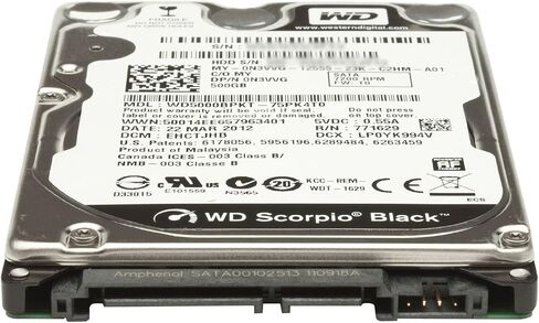 Western Digital WD5000BPKT SCORPIO Black 500GB 7200 RPM 16MB ذاكرة التخزين المؤقت SATA 3.0GB/S 2.5 محرك أقراص مضغوط داخلي (محرك أقراص عاري) in Saudi Arabia