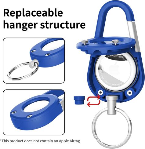 حالة من سلسلة مفاتيح Airtag مع carabiner ، ترقية نافذة واضحة مقاومة للماء لحامل Airtag مع قفل آمن ، سلسلة مفاتيح سيارة متينة مقاومة للخدش لـ Apple Airtag (أسود) in Kuwait